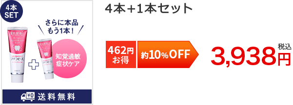 約10%OFF4本SET[462円お得]4本+1本セット3,938円税込
